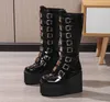 Kobiety buty plus rozmiar nowa platforma grube buty na pięcie kobiety punkowe gotyckie czarne buty buty butów moda dla kobiet botki dla dziewcząt buty na imprezę 35-43