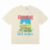 Summer RH Diseñadores Hombres Rhude Thirts For Mens Tops Letter Polos Camisa Bordado para mujer ropa Camas de manga corta Gran tamaño de manga grande
