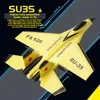 Aircraft Modle SU35 RC Plan 2.4G med LED -lampor Flygplan Remote Control Flying Model Glider Airplane SU57 Epp Foam Toys for Children Gifts 230904