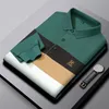 Mens polos de alta qualidade camisa polo bordada mens lapela manga longa tshirt outono highend tendência listra casual wear top 230904