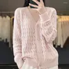 Women's Knits 2023 Spring Cardigan Wool Knitted Sweater Chic Tops Cashmere Jacket Sexy Hollow-out Loose Large Size Coat