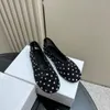 Mocassini con tacco piatto alla moda scarpe eleganti firmate di lusso abbellimenti con strass scarpe da donna in vera pelle con rete scavata scarpe casual da festa di alta qualità