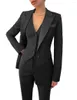 Calças femininas de duas peças 3 peças mulheres ternos lapela blazer feito sob encomenda colete escritório senhora formal único breasted festa vestido de baile