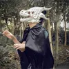 Party Masks Dino Mask Moving Jaw Horror Tyrannosaurus Rex Mask Animal White Dragon Cosplay Masks Halloween Party Headgear T230905