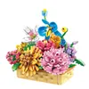 Blocs série de fleurs créatives en pot plantes succulentes lys œillet fleur panier blocs de construction jouets cadeaux R230905