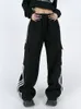 Pantalons Femmes Capris JMPRS rayé femmes cargo style américain taille haute mode y2k streetwear lâche jambe large femme hip hop pantalons de survêtement 230905