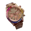 Orologio da uomo Orologi Rainbow Diamond Orologio meccanico automatico 43 mm Cinturino in acciaio inossidabile Anello con zaffiro Design Montre De Luxe277o