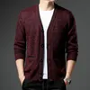 Men's Sweaters Vneck Cardigan Autumn Winter Button Up Coat Fleece Thick Cashmere Jumper Blazer Male Clothing Knitted Sweater Jacket 230904