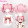 Cosplay peruki Kaname Madoka Wig Anime Puella Magi Madoka Magica Cosplay Pink Krótki 30cm podwójny kucyk Ponytail Parging Hair Halloween 230904