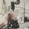 Glöd i den mörka bägaren bong midnatt himmelsk downstem perc glas vattenrör tjocka hårda återvinnings dab rigg bubbler med 14 mm skål