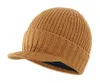 Beanieskull Caps Connectyle Men's Outdoor Sboy Hat Winter Soft Warm Fack Kinitt Brim Binie Daily Cap with Visor 230904