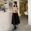 Rokken Zwarte Lange Katoenen Rok Voor Vrouwen Meisje A-lijn Geplooide Koreaanse Mode Kleding Y2k Vintage Kleding Lente Herfst 2023