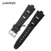 Jawoder Watchband 22 24 mm x 8 mm mężczyzn Kobiety obserwują pasy czarne nurkowanie gumowa gumowa stal ze stali nierdzewnej srebrna klamra pinowa do D240U