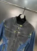 Womens Wool Blends HIGH STREET est Fashion Designer Jacket Spliced Contrasting Zipper Design Denim 230905