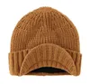 ビーニー/スカルキャップコネチールメンズアウトドアスボーイハット冬の柔らかい暖かい帽子厚いニットブリムビーニーデイリーキャップ付きバイザー230905