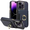 Étuis antichoc pour iPhone 15 Pro Max 14 Plus Couverture de coque anti-chute pour iPhone 13 12Pro Apple Magsafe Ring Holder Phone Wallet Insert Card PU Leather Lens Protection