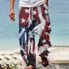 Pantalon pour Homme Printemps décontracté Usage Quotidien Drapeau 3D Pleine Longueur Doux léger Slack Taille Moyenne Poche Cordon Pantalon Streetwear Bas