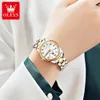 Zegarek na rękę olevs damski zegarek na nadgarstek oryginalne luksusowe zegarki dla kobiet wodoodpornych kwarcu ze stali nierdzewnej Kobieta na rękę Złota Trend 230905