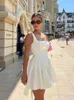 Abiti casual di base Suninheart Abiti estivi sexy con colletto quadrato Abiti da festa senza schienale Mini drappeggio bianco A Line Night Date Dress Big Bow Donna New In Dress LST230904