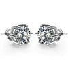 Stud Earrings Pure Platinum Earring Lady 1CT/Piece Diamond For Women Six Prongs Ear Jewelry D Color VVS1 With Box