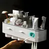 Gese adsorção magnética conjunto invertido titular escova de dentes automático espremedor de pasta de dentes dispensador rack armazenamento acessórios do banheiro 275m