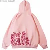 Herren Hoodies Sweatshirts Y2K Hoodie Hip Hop Lustige Cartoon-Muster Rosa Kapuzenpullover 2023 Neue Harajuku Mode Casual Anime Übergroße Tops Streetwear T230905