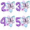 Andere Partyzubehör für Veranstaltungen, lila Schmetterlingsballons mit 32-Zoll-Riesenzahl „Alles Gute zum Geburtstag“, Globos-Dekorationen für Kinder und Mädchen, 230905