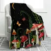 Couvertures Couverture champignon coloré papillon lune et étoile noir imprimé couverture champignon décor chaud pour la maison salon canapé bureau 230904