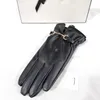 Women's sheepskin gloves winter warm plus velvet short thin touch screen driving color women's leather gloves good quality