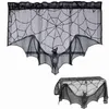 Party Decoration Halloween Bat Table Runner Black Spider Web Lace TablecoLTH ODAPHEPLY Gardin för Halloween Party Home Decoration Horror Props X0905