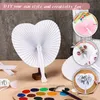 100pcs White Heart Shape Folding Fan Blank Paper Hand Fans With Plastic Handles DIY Painting Birthday Wedding Party Decor Sep05