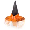 Cappello di Halloween, oggetti di scena per decorazioni da strega, cosplay per adulti e bambini, rete da strega, copricapo, taff in poliestere