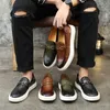 Klädskor bruna mäns vulkanisera pu läder svart gröna sneakers casual storlek 38 män 230905