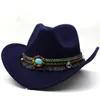 Wide Brim Hats Bucket Hats Wool Women's Men's Western Cowboy Hat For Gentleman Lady Jazz Cowgirl With Leather Cloche Church Sombrero Caps 230905