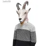 Party Masks Goat Antelope Animal Head Masks Farmyard Halloween Latex Full Overhead Masks Rubber Party Costumes T230905