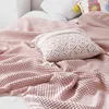 Koce 100% bawełniane miękkie łóżko w kratę dom Japońskie dzianinowe koc kukurydziany wafel z ziarnem wytłaczane letnie marszczenia ciepłe rzut łóżka 230905