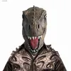 Party Masks Halloween Dragon Dinosaur Mask Full Face Latex Horror Dinosaur Headgear Dino Mask Party Halloween Cosplay Props for Man Women T230905