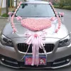 Decoração de carro de casamento conjunto de flores pe artificial rosa maçanetas e espelho retrovisor decorar em forma de coração decoração de carro de casamento2456