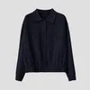 Womens Wool Blends Light Weight Polo Collar Linen Jacket Women Old Money Brief Short Boxy Shirt Outfit Autumn 230905