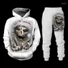 Trainingspakken voor heren Vintage gothic schedelpatroon 3D-print Heren trainingspaksets Casual hoodiebroek 2 stuks Oversized sweatshirt Trendkleding