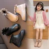 Boots Children Children Shoes Boots Girls 사이즈 22-37 겨울 부츠를위한 겨울 부츠 PU 가죽 방수 겨울 아이 스노우 플러스 캐시미어 따뜻한 230904