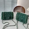Damen-Luxustasche, gewebte CF-Tasche, Handtasche, Kettenriemen, Einzelschulter-Umhängetasche, Fortune Green Bag, horizontale Größe: 20 cm, vertikale Größe: 17 cm