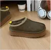 Designerskie kobiety buty kasztanowe czarne owcze skórę tazz muole kobietę ultra mini platforma buty butowe zamszowy komfort górny jesień zimowe botki australijskie t54h