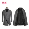 Herrgravrockar 2023 Autumn and Winter Boutique Woolen Black Grey Classic Solid Color Thick Warm Long Wool Coat Male Jacket 230904