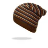 Chapeau tricoté unisexe à rayures multicolores en acrylique, Simple, en Crochet, doux et extensible, bonnet en forme de crâne, HCS343, hiver
