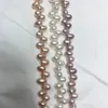 Handgeknüpfte Halskette, Farbe 6–7 mm, barocke Süßwasserperlenkette, weiblicher Luxus-Nischenschmuck, Schlüsselbein-Hirseperle, 38 + 5 cm