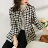 Womens Suits Blazers GACVGA Elegant Weave Plaid Women Blazer With Pocket And Lining Autumn Winter Causal Tweed Coat Office Ladies Suit Jacket 230904