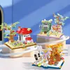 Blokken 600PCS Micro Blokken Tale Mushroom House Bouwstenen Stad Street View Architectuur Monteren Kerst Meisje Gift R230905