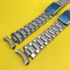 Watch Bands Curved Ends 20mm 22mm Stainless Steel Watch Band Link Bracelet Wrist Watchband Men Replacement Watch Strap with Pins 230905
