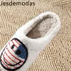 Slippers Slippers with Flag Fluffy Faux Fur Short Plush House Slippers Shoes for Women Female Comfy Home Flats Slip-on Slides babiq05